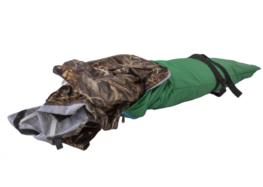 Палатка зимняя КУБ 3 камуфляж (трехслойная) с выводом под трубу