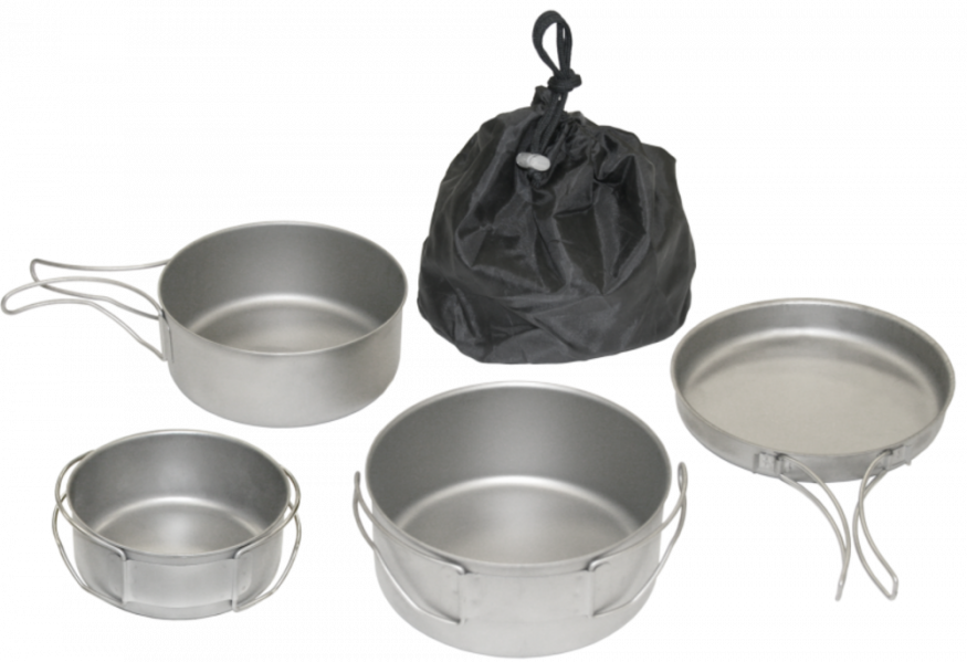Набор круглых котелков - 3 шт. (0,6; 1,0; 1,2 л.) (титан) Три друга и подруга