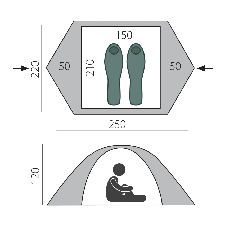 Палатка Travel 2-местная, зеленая, Btrace